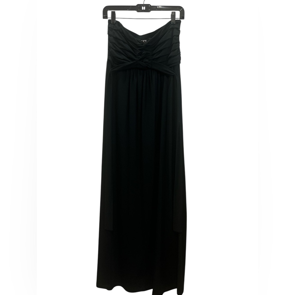 Black Strapless Empire Waist Maxi Casual Dress
